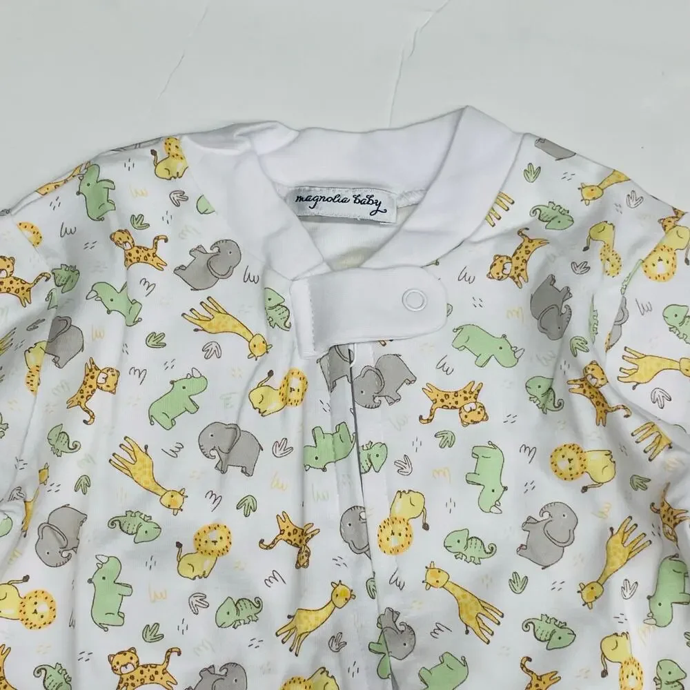 NWT Magnolia Baby Size 12M Little Safari Celery Zipper Footie